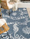 Seaside Haven Rugs Collection Area Rug -  Wavecrest Rectangle Navy Blue  lifestyle 7