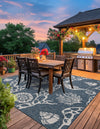 Seaside Haven Rugs Collection Area Rug -  Wavecrest Square Navy Blue  lifestyle 7