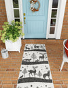 Garden Festivity Collection Area Rug - Evergreen Runner Black and White  lifestyle 72