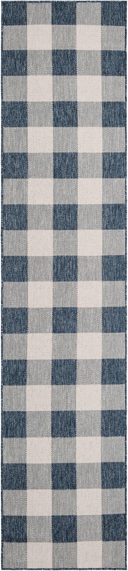 Patio Plaid Collection Area Rug - Veranda Runner Blue  lifestyle 87