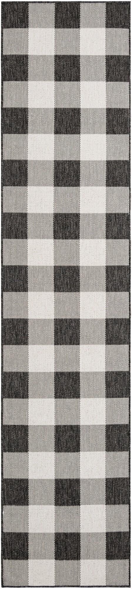 Patio Plaid Collection Area Rug - Veranda Runner Black and White  lifestyle 84