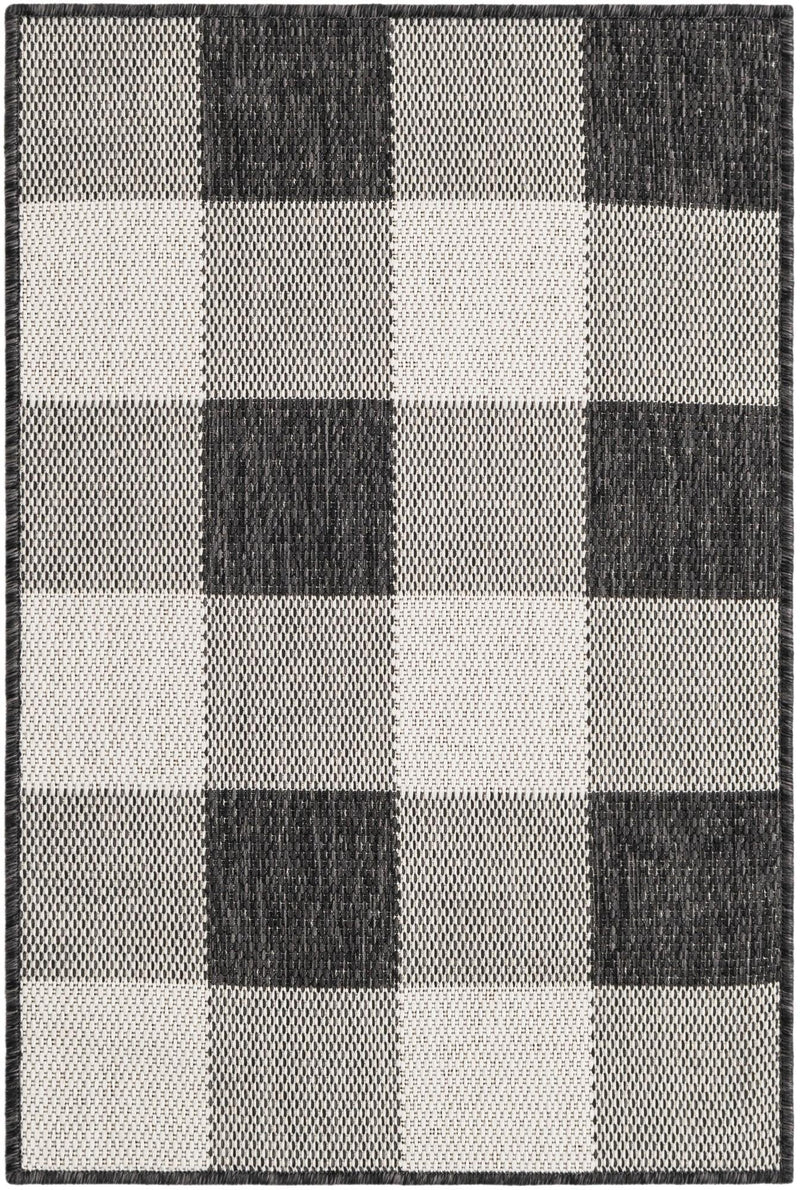 Patio Plaid Collection Area Rug - Veranda Rectangle Black and White  lifestyle 6
