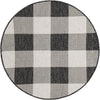 Patio Plaid Collection Area Rug - Veranda Round Black and White  lifestyle 83