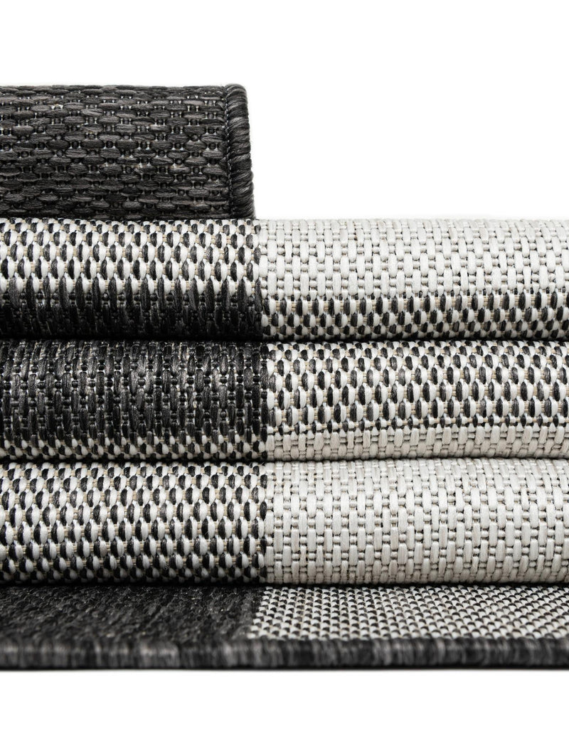Patio Plaid Collection Area Rug - Veranda Rectangle Black and White  lifestyle 15