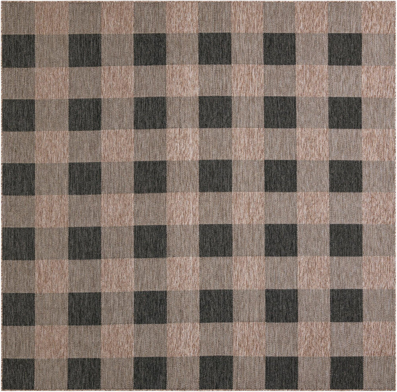 Patio Plaid Collection Area Rug - Veranda Square Black and Brown  lifestyle 82