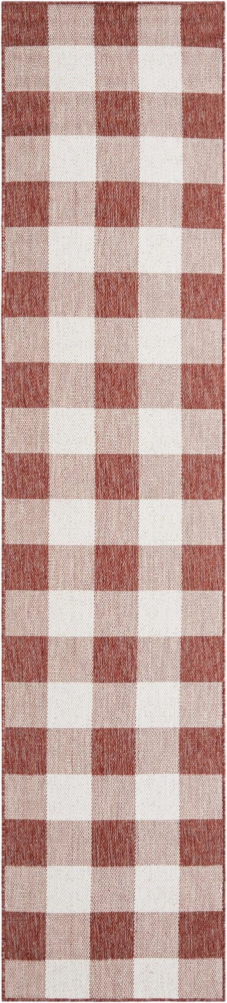 Patio Plaid Collection Area Rug - Veranda Runner Red  lifestyle 91