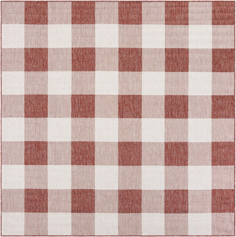 Patio Plaid Collection Area Rug - Veranda Square Red Main