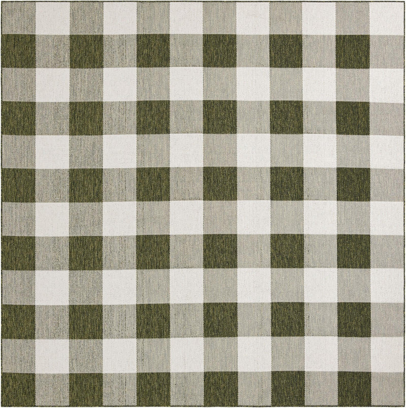 Patio Plaid Collection Area Rug - Veranda Square Green  lifestyle 90