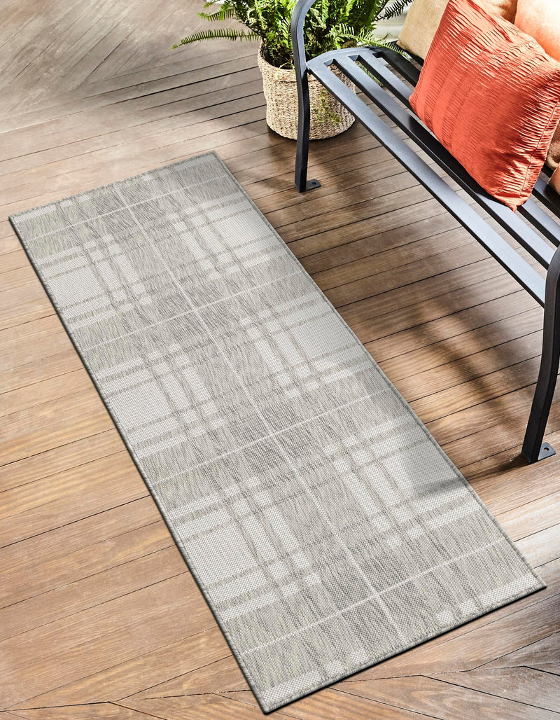 Patio Plaid Collection Area Rug -  Terrace Runner Gray  lifestyle 157
