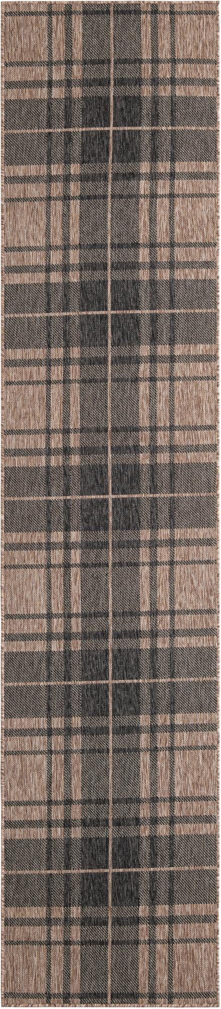 Patio Plaid Collection Area Rug -  Terrace Runner Black and Brown  lifestyle 109