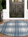 Patio Plaid Collection Area Rug -  Terrace Round Blue  lifestyle 8