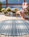 Patio Plaid Collection Area Rug -  Terrace Round Blue  lifestyle 10