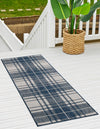 Patio Plaid Collection Area Rug -  Terrace Runner Blue  lifestyle 6