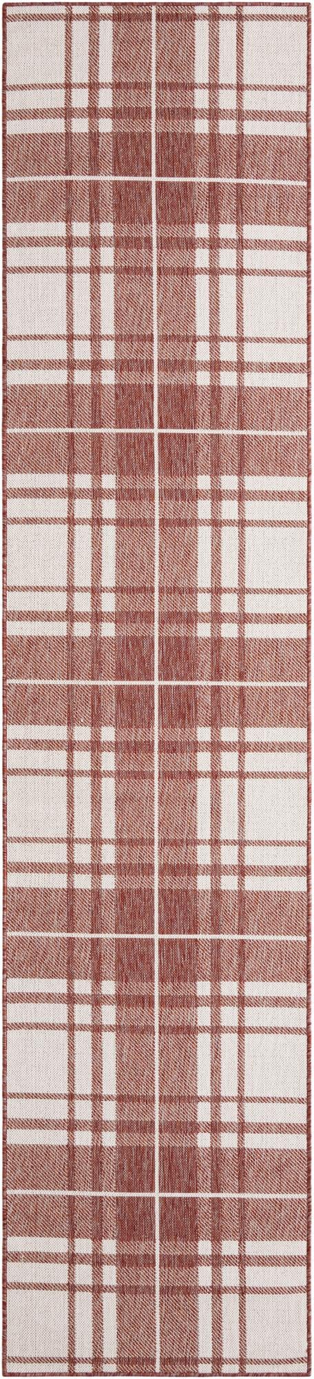 Patio Plaid Collection Area Rug -  Terrace Runner Red  lifestyle 119