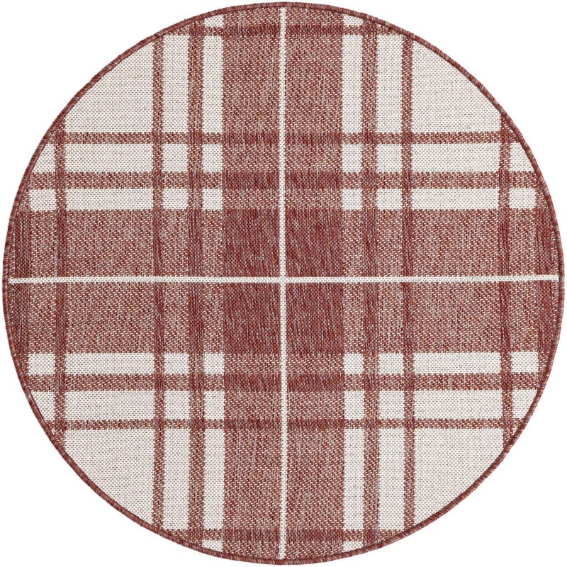 Patio Plaid Collection Area Rug -  Terrace Round Red  lifestyle 118