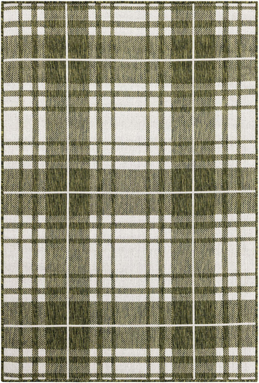 Patio Plaid Collection Area Rug -  Terrace Rectangle Green Main
