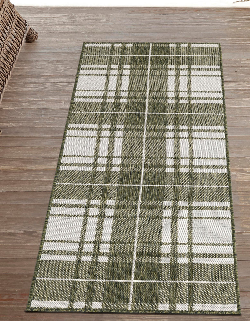 Patio Plaid Collection Area Rug -  Terrace Runner Green  lifestyle 3