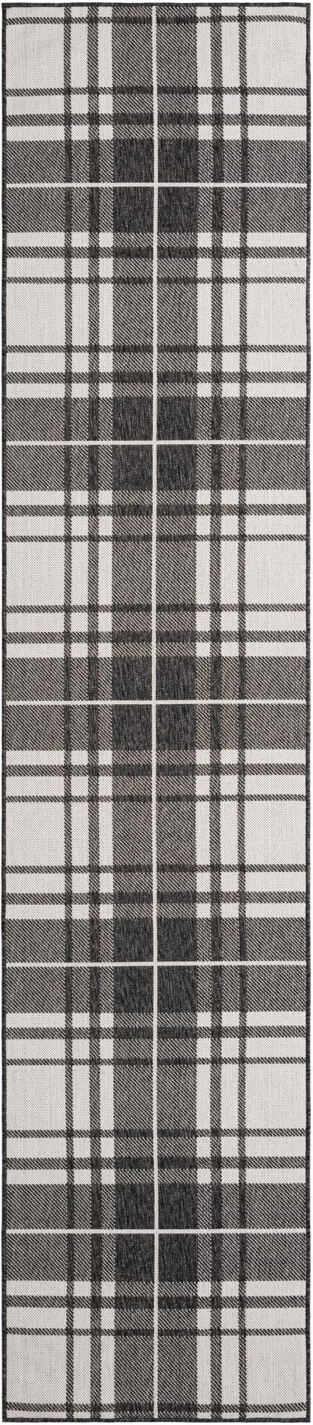 Patio Plaid Collection Area Rug -  Terrace Runner Black and White  lifestyle 112