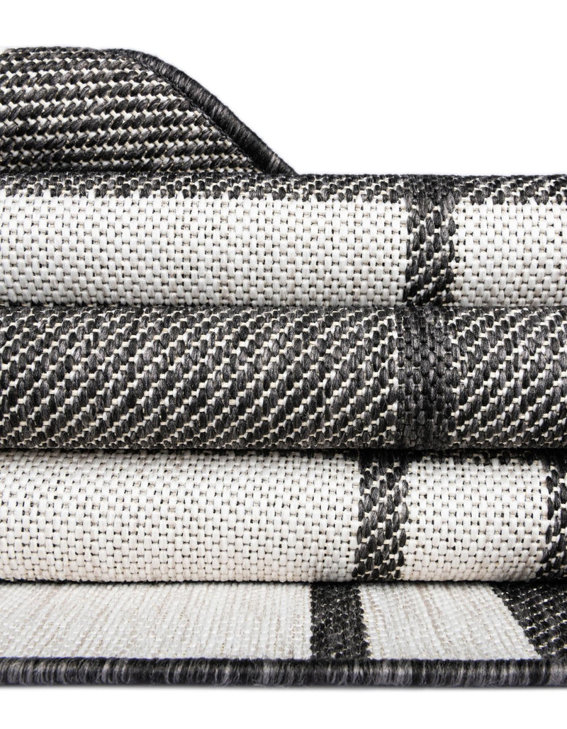 Patio Plaid Collection Area Rug -  Terrace Rectangle Black and White  lifestyle 13