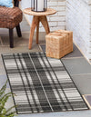 Patio Plaid Collection Area Rug -  Terrace Runner Black and White  lifestyle 153