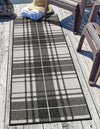 Patio Plaid Collection Area Rug -  Terrace Runner Black and White  lifestyle 171