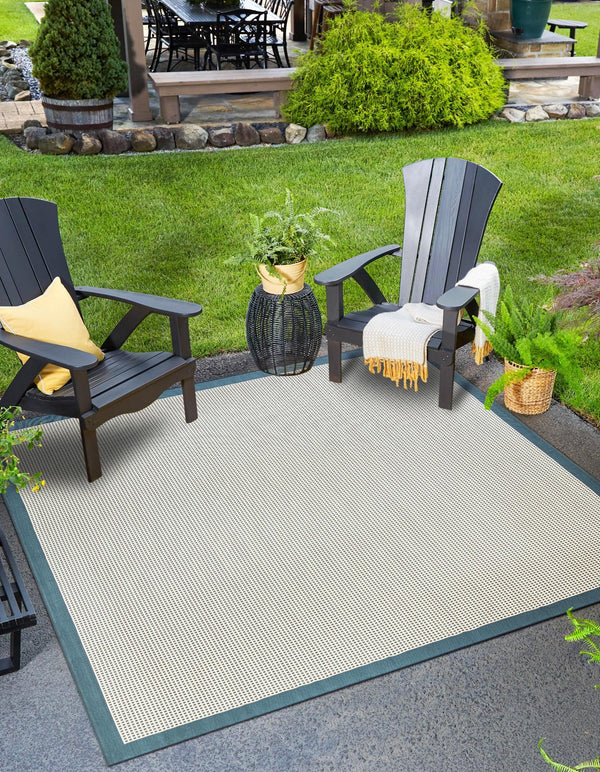 Terrace Fringe Collection Area Rug - Oceanside Square Navy Blue  lifestyle 51
