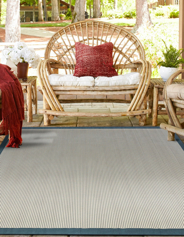 Terrace Fringe Collection Area Rug - Oceanside Square Navy Blue  lifestyle 69