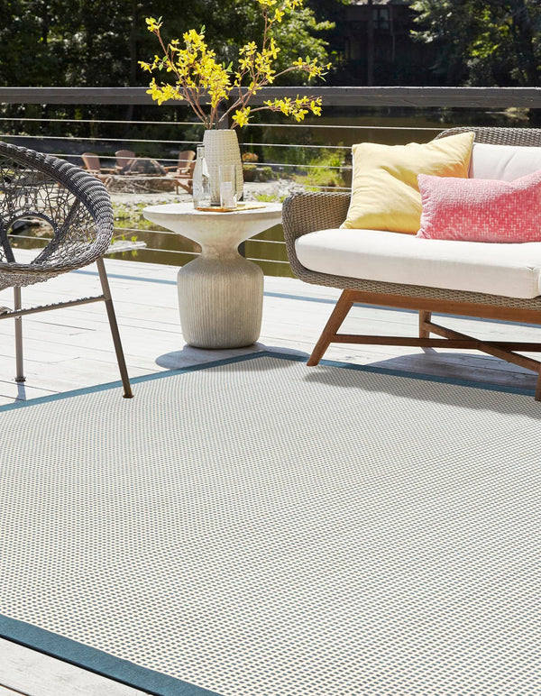 Terrace Fringe Collection Area Rug - Oceanside Square Navy Blue  lifestyle 114