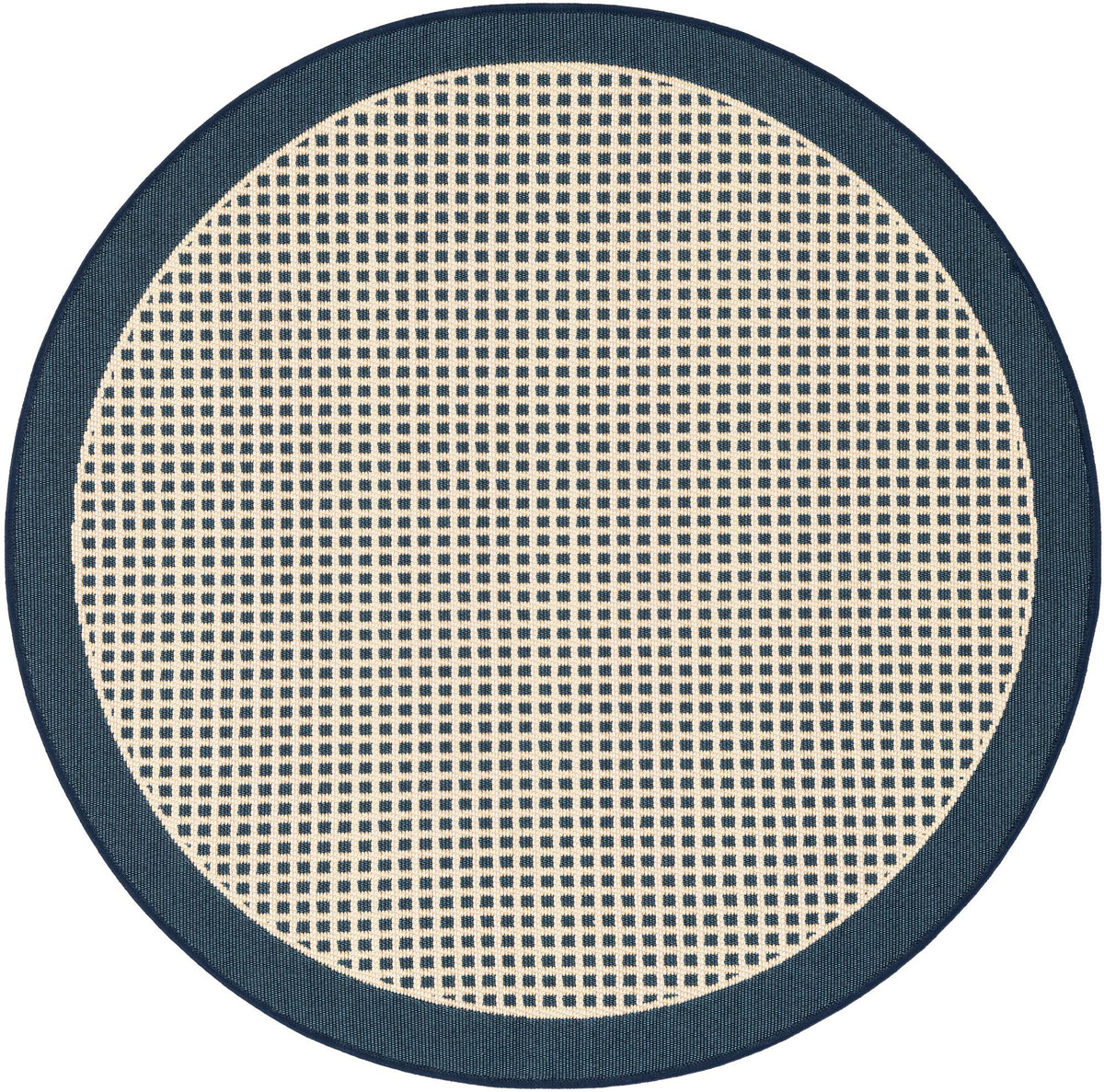 Terrace Fringe Collection Area Rug - Oceanside Round Navy Blue  lifestyle 111