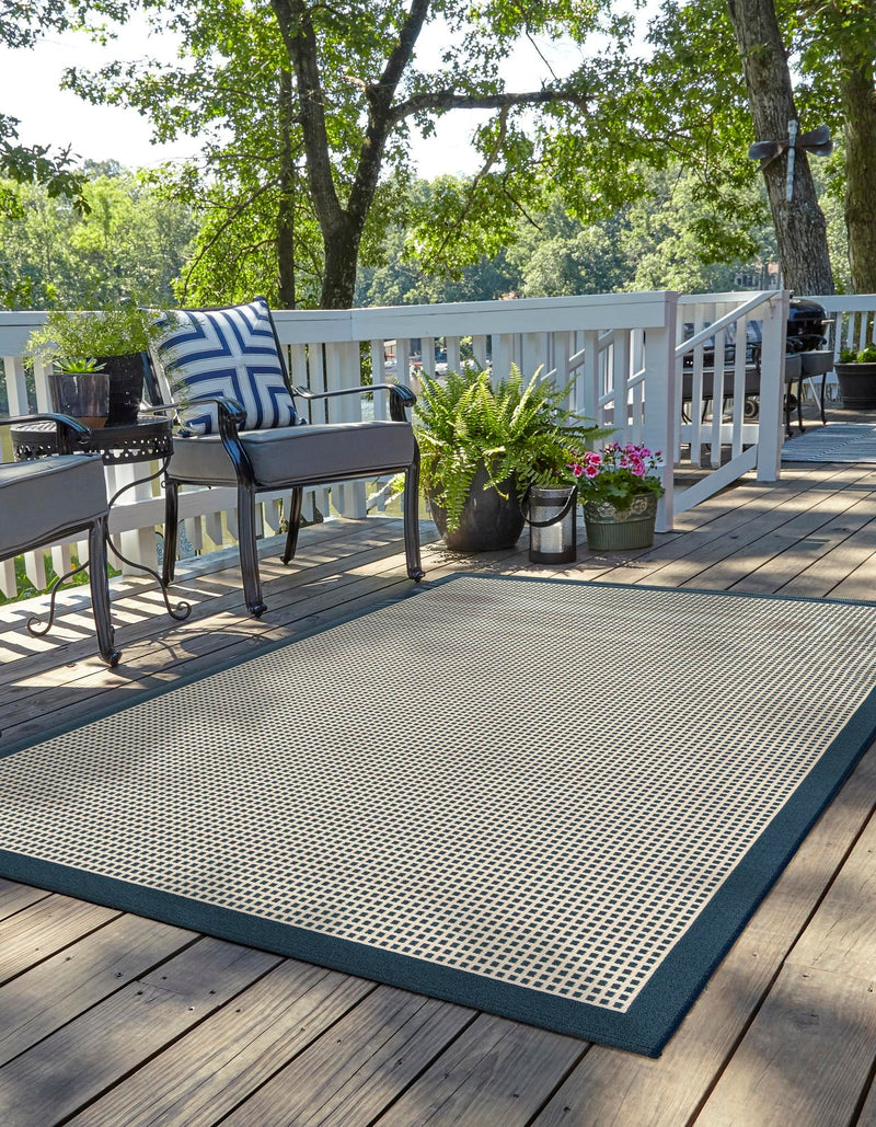 Terrace Fringe Collection Area Rug - Oceanside Rectangle Navy Blue Main
