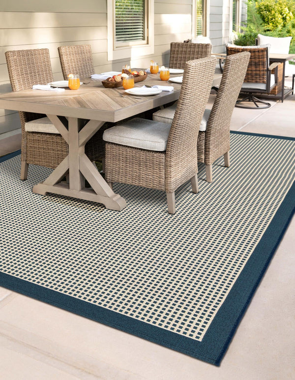 Terrace Fringe Collection Area Rug - Oceanside Rectangle Navy Blue  lifestyle 4