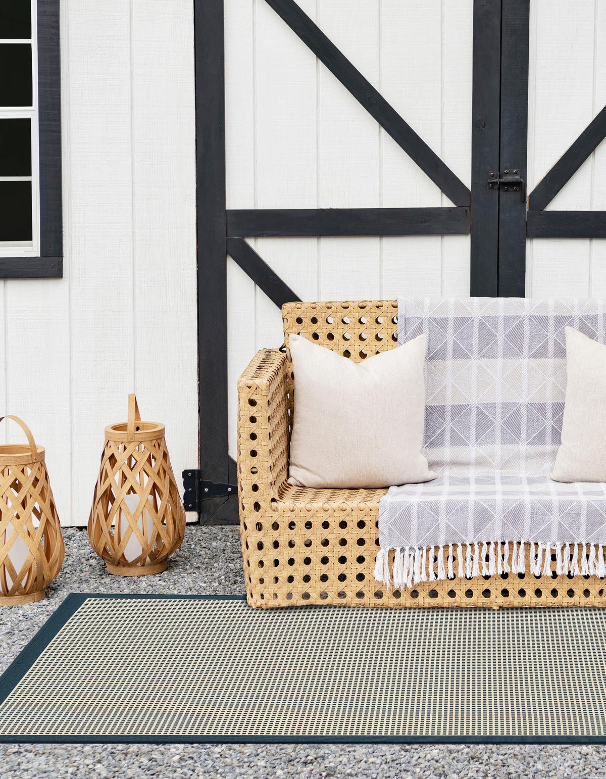 Terrace Fringe Collection Area Rug - Oceanside Rectangle Navy Blue  lifestyle 25