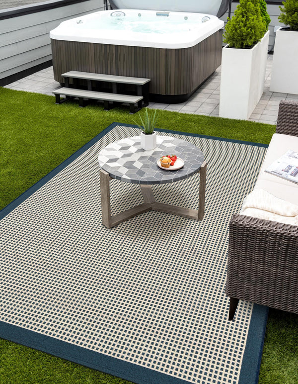 Terrace Fringe Collection Area Rug - Oceanside Rectangle Navy Blue  lifestyle 28