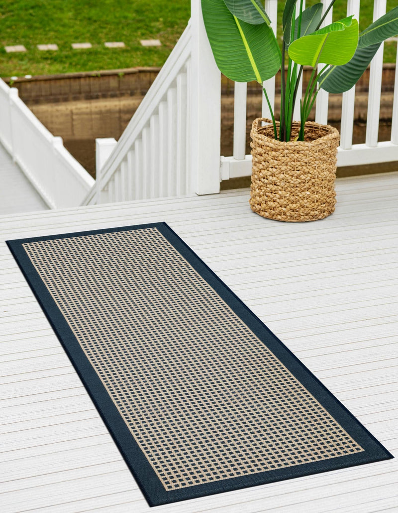 Terrace Fringe Collection Area Rug - Oceanside Runner Navy Blue  lifestyle 32