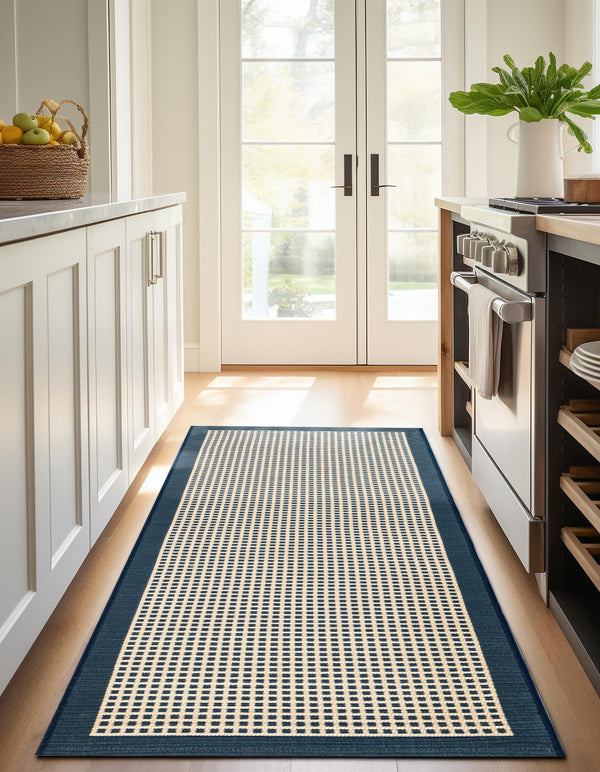 Terrace Fringe Collection Area Rug - Oceanside Runner Navy Blue  lifestyle 59