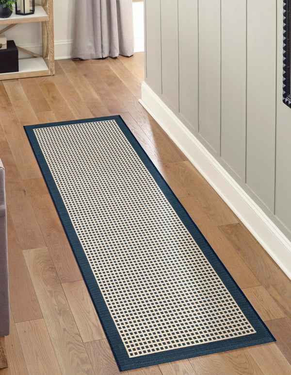 Terrace Fringe Collection Area Rug - Oceanside Runner Navy Blue  lifestyle 77