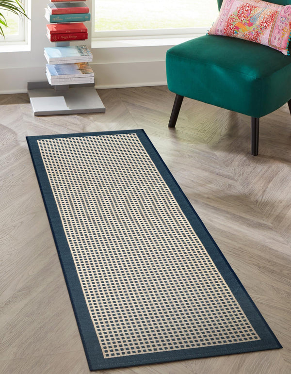 Terrace Fringe Collection Area Rug - Oceanside Runner Navy Blue  lifestyle 113
