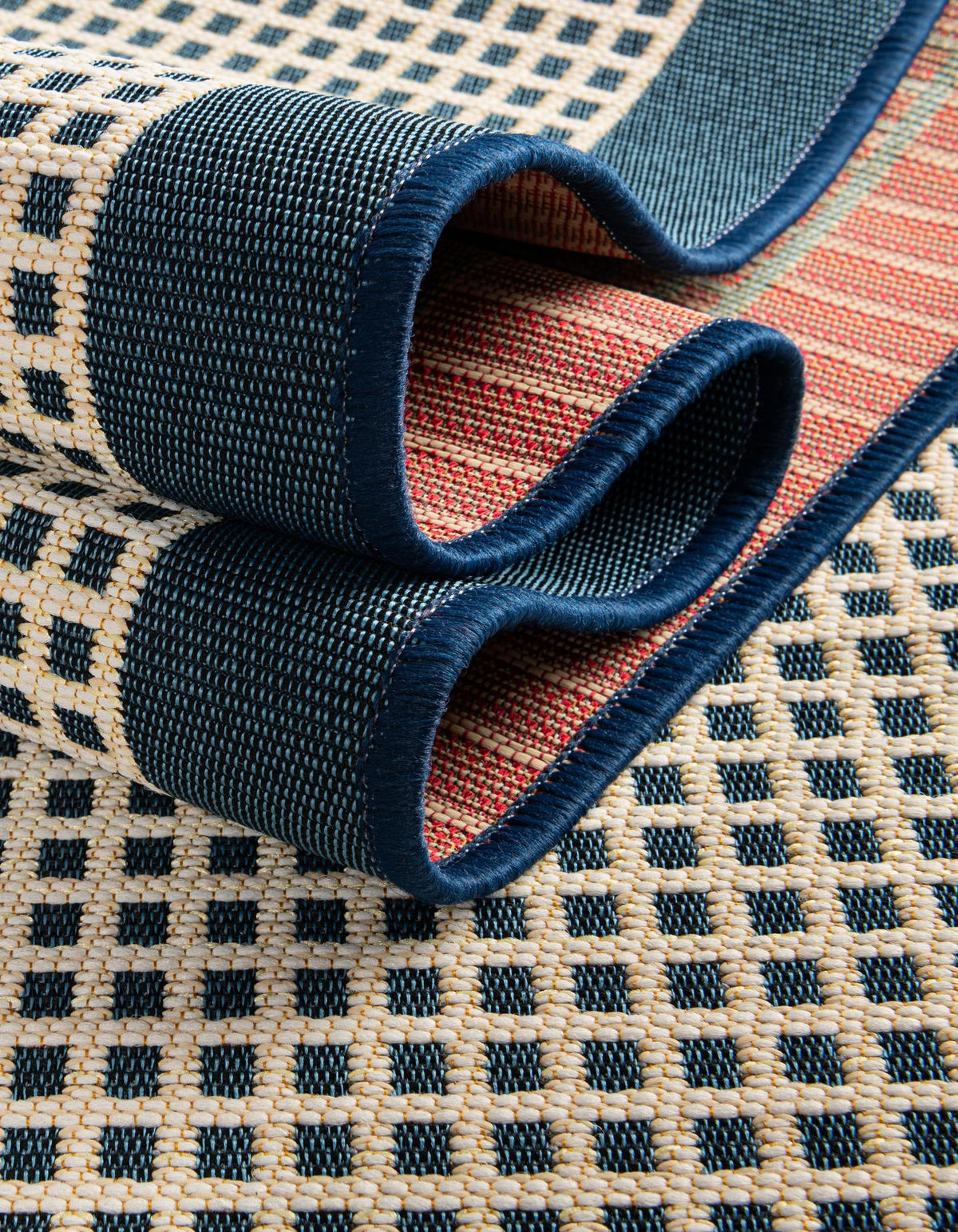 Terrace Fringe Collection Area Rug - Oceanside Runner Navy Blue  lifestyle 152