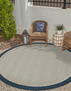 Terrace Fringe Collection Area Rug - Oceanside Round Navy Blue  lifestyle 34