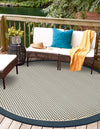 Terrace Fringe Collection Area Rug - Oceanside Round Navy Blue  lifestyle 70