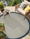 Terrace Fringe Collection Area Rug - Oceanside Round Navy Blue  lifestyle 88