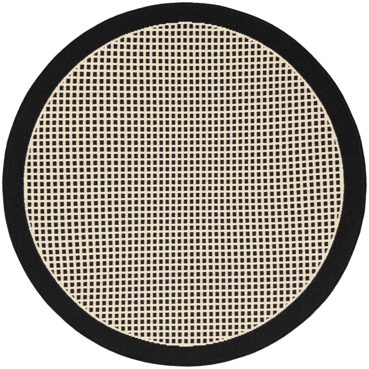 Terrace Fringe Collection Area Rug - Oceanside Round Black  lifestyle 112