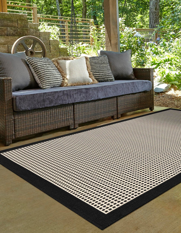 Terrace Fringe Collection Area Rug - Oceanside Rectangle Black  lifestyle 8