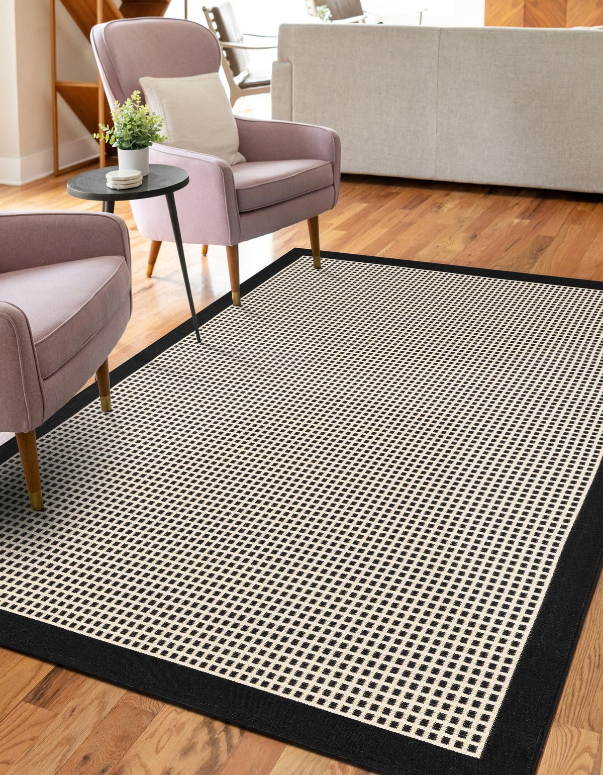 Terrace Fringe Collection Area Rug - Oceanside Rectangle Black  lifestyle 11