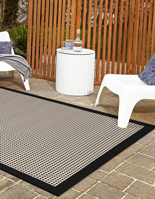 Terrace Fringe Collection Area Rug - Oceanside Rectangle Black  lifestyle 14