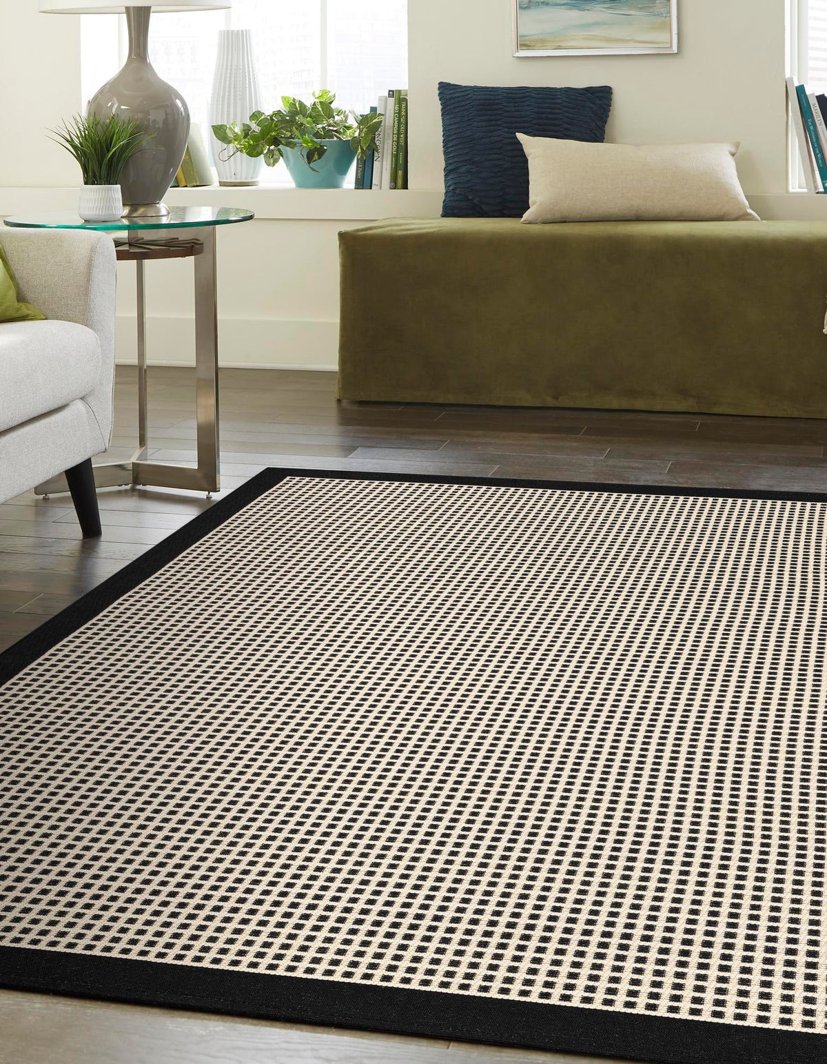 Terrace Fringe Collection Area Rug - Oceanside Rectangle Black  lifestyle 17