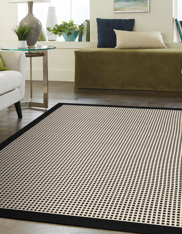 Terrace Fringe Collection Area Rug - Oceanside Rectangle Black  lifestyle 17