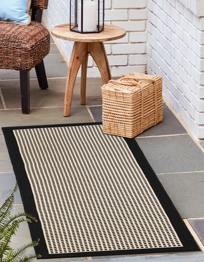 Terrace Fringe Collection Area Rug - Oceanside Runner Black  lifestyle 35