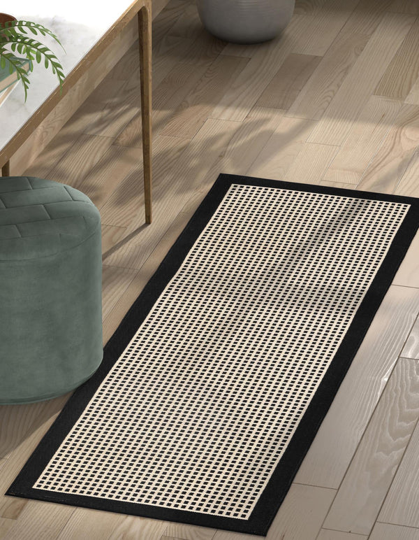 Terrace Fringe Collection Area Rug - Oceanside Runner Black  lifestyle 44