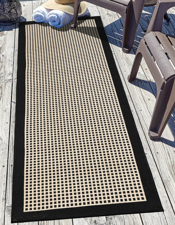Terrace Fringe Collection Area Rug - Oceanside Runner Black  lifestyle 53